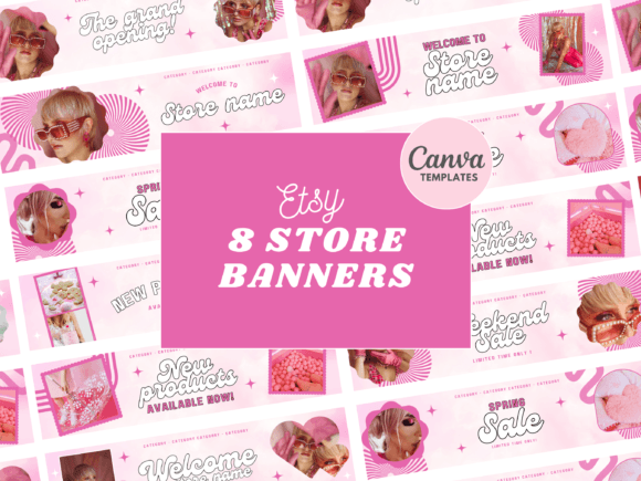 Download Bright Pink Etsy Store Banners - Premium Bundle