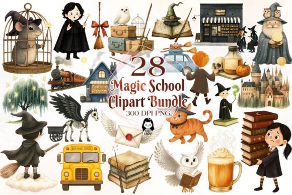 Download Cute Magic School Watercolor Clipart - Magic Collection